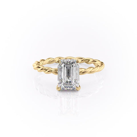 1.91 CT Emerald Cut Hidden Halo Twisted Pave Setting Moissanite Engagement Ring 11