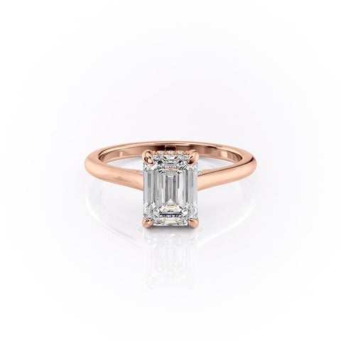 1.91 CT Emerald Cut Solitaire Hidden Halo Setting Moissanite Engagement Ring 12