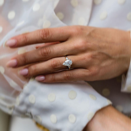 Pear Three Stone Lab Grown Diamond Engagement Ring