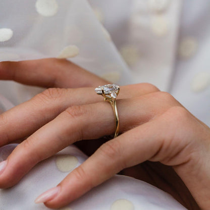 Pear Three Stone Lab Grown Diamond Engagement Ring