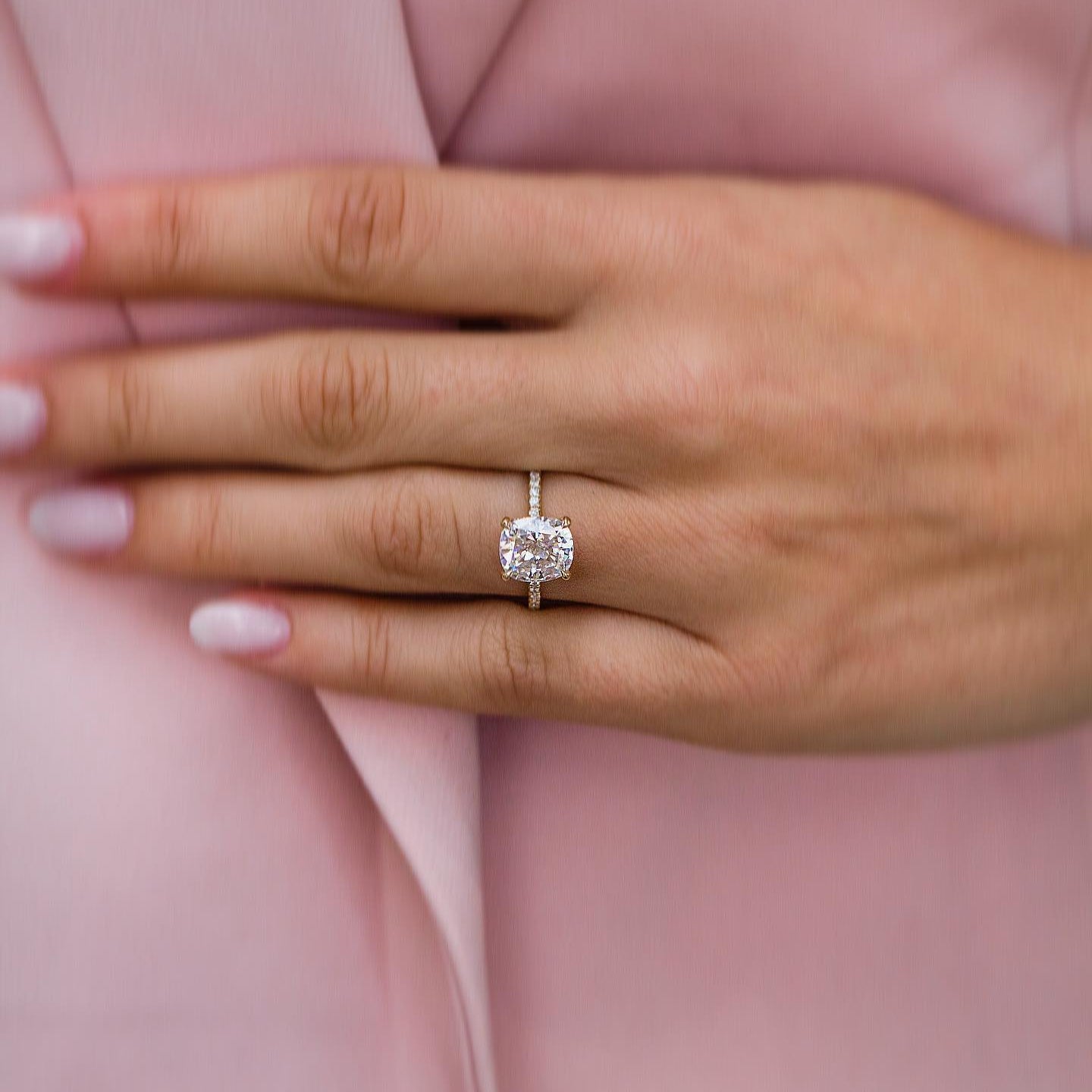 Cushion Pave Lab Grown Diamond Engagement Ring