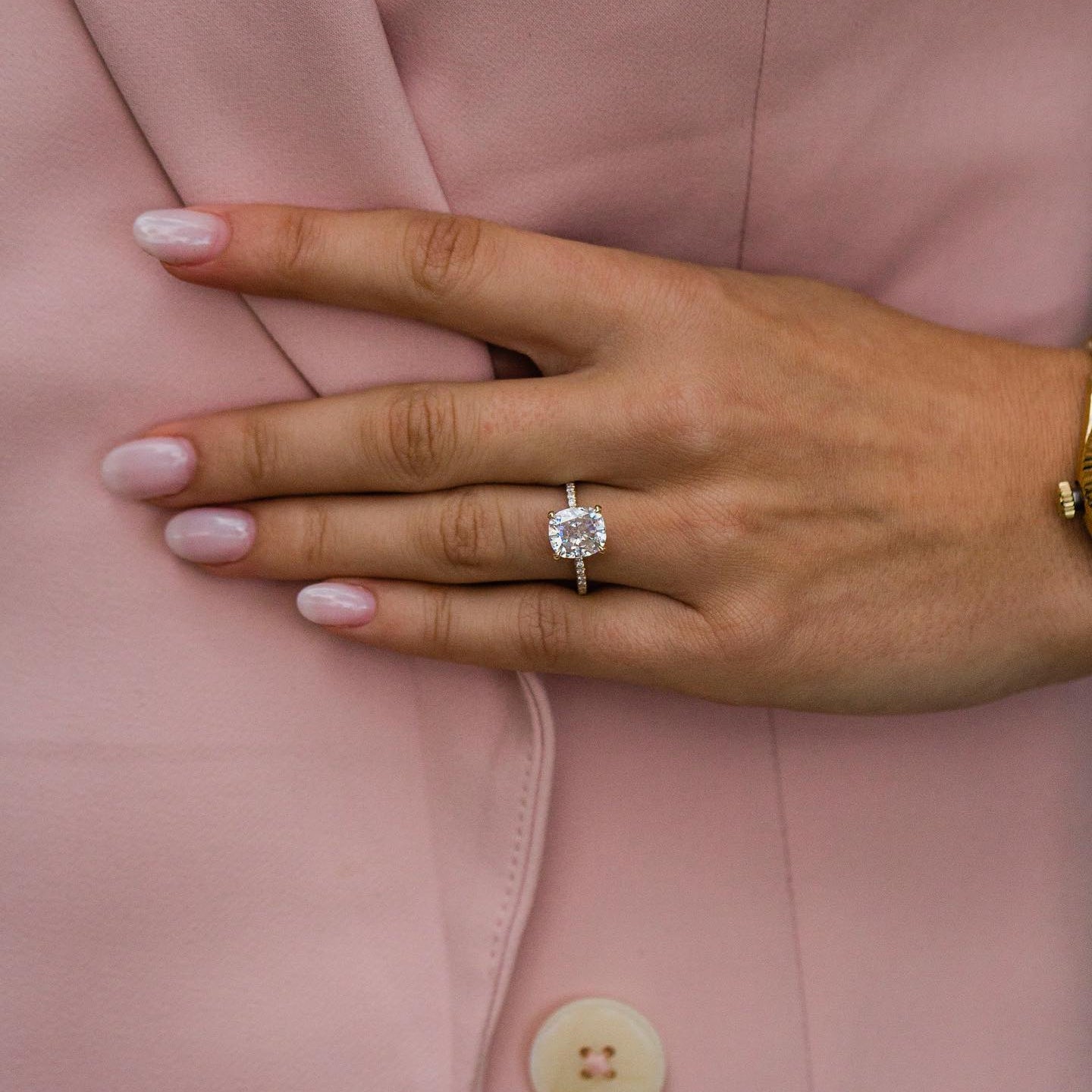 Cushion Pave Lab Grown Diamond Engagement Ring