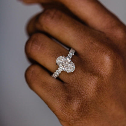 Oval Pave Lab Grown Diamond Engagement Ring