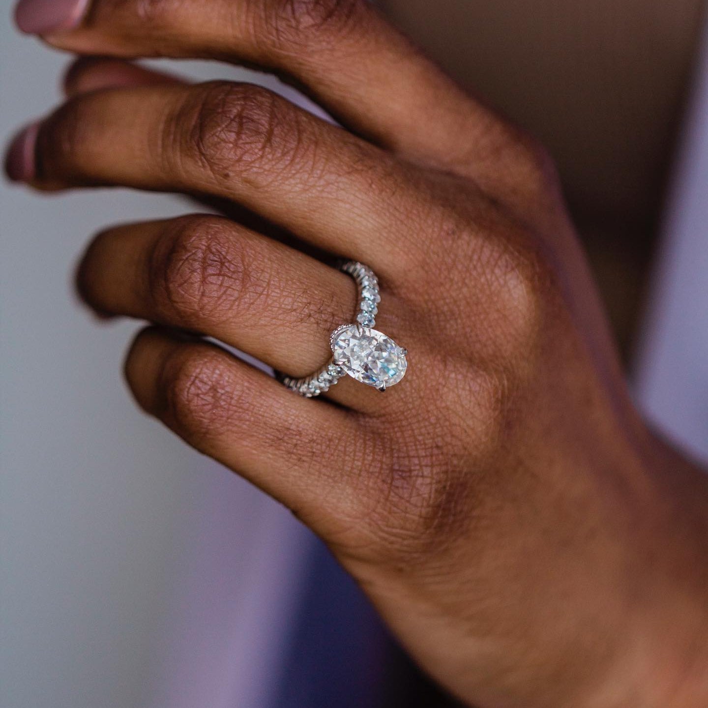 Oval Pave Lab Grown Diamond Engagement Ring