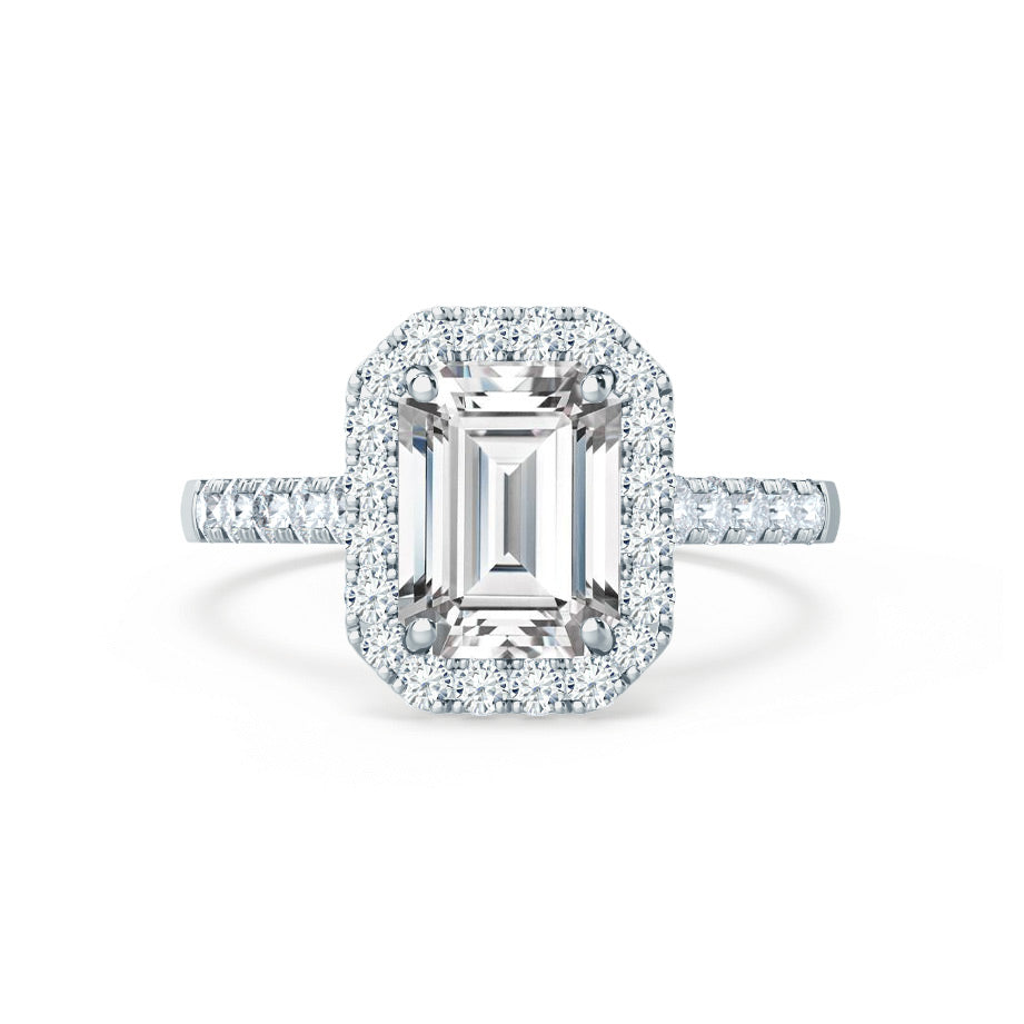 Emerald Halo & Pave Lab Grown Diamond Engagement Ring