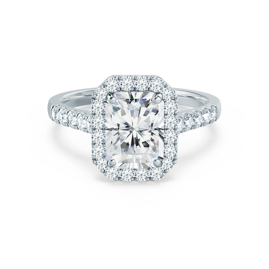 Radiant Halo & Pave Lab Grown Diamond Engagement Ring