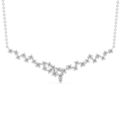 0.25 CT Round Shape Moissanite Curved Cluster Necklace