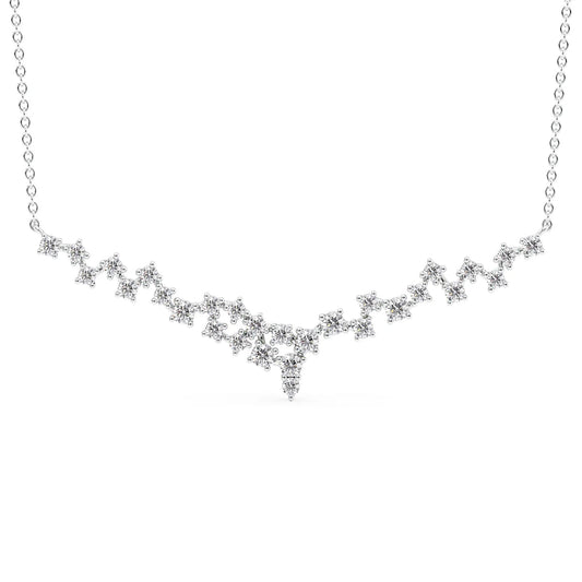 0.25 CT Round Shape Moissanite Curved Cluster Necklace