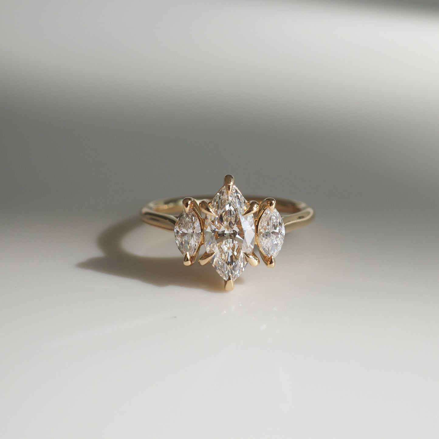 Stunning 1.3 CT Marquise Moissanite Engagement Ring with Three Stone Design 1