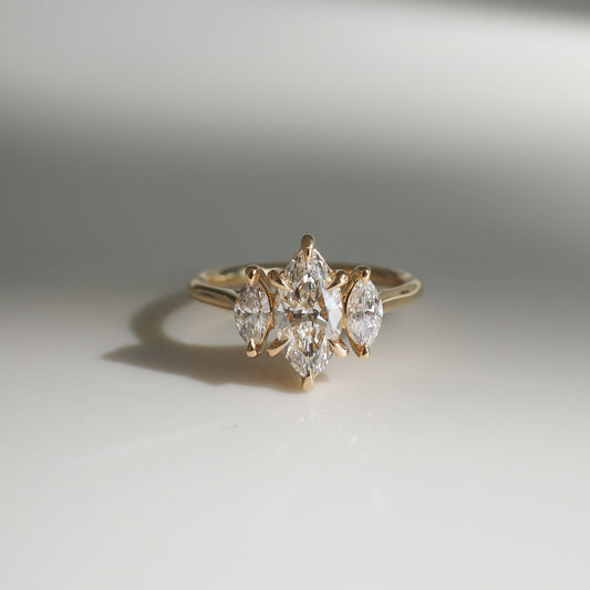 Stunning 1.3 CT Marquise Moissanite Engagement Ring with Three Stone Design 1