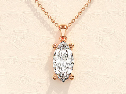 1.0 TCW Marquise Shape Moissanite Solitaire Necklace