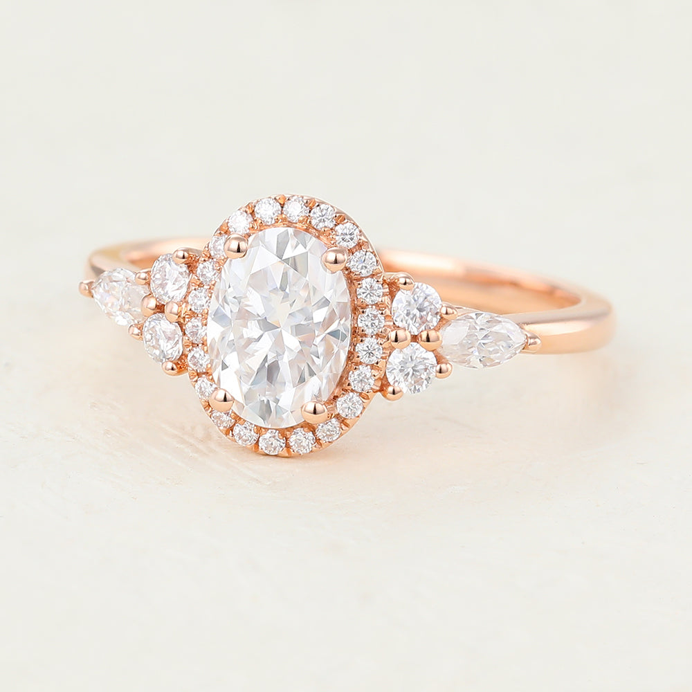 Oval Cluster Lab-Grown Diamond Engagement Ring