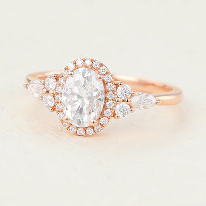 Oval Cluster Lab-Grown Diamond Engagement Ring