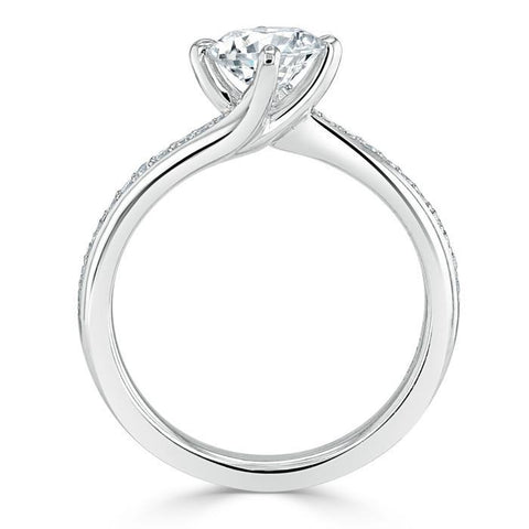 0.75 CT Round Cut Solitaire Bypass Pave Moissanite Engagement Ring 4