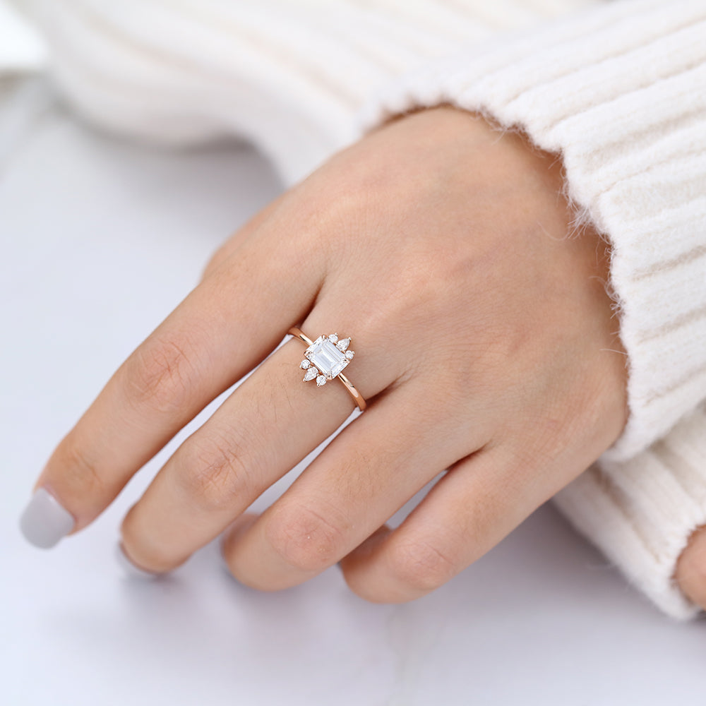 Emerald Cluster Lab-Grown Diamond Engagement Ring