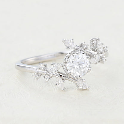 Round Cluster Lab-Grown Diamond Engagement Ring