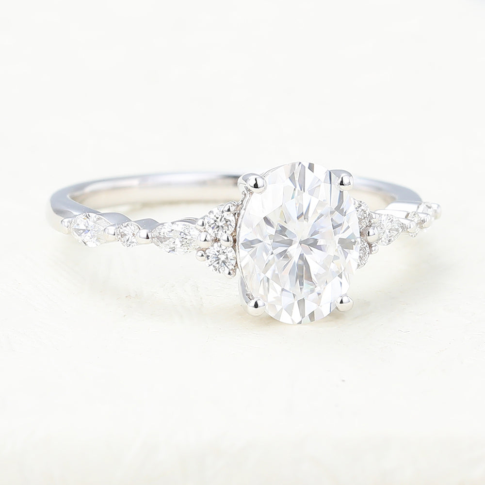 Oval Cluster Lab-Grown Diamond Engagement Ring