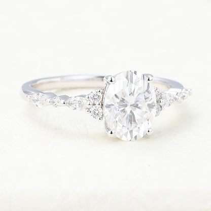 Oval Cluster Lab-Grown Diamond Engagement Ring