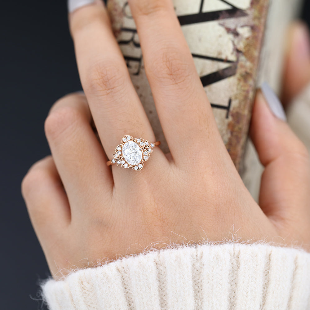 Oval Cluster Lab-Grown Diamond Engagement Ring
