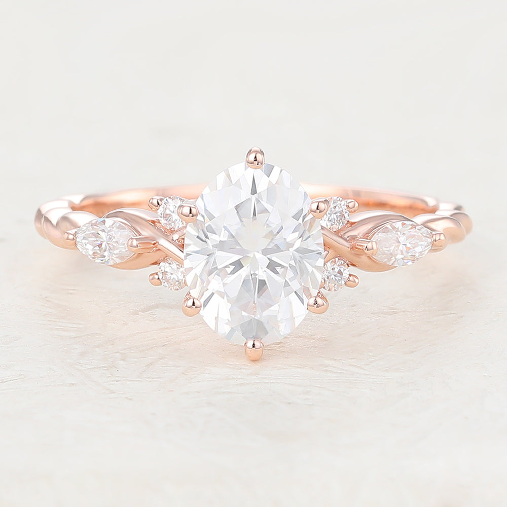 Oval Cluster Lab-Grown Diamond Engagement Ring