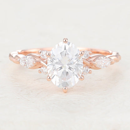Oval Cluster Lab-Grown Diamond Engagement Ring