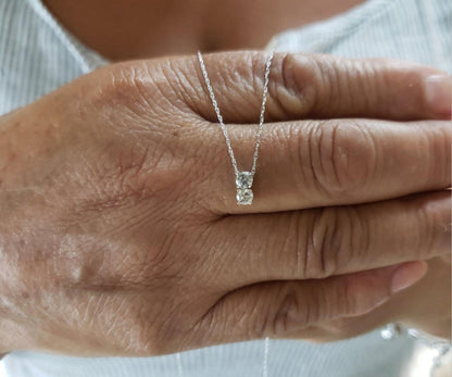 1.0 TCW Round Shape Moissanite Two Stone Necklace