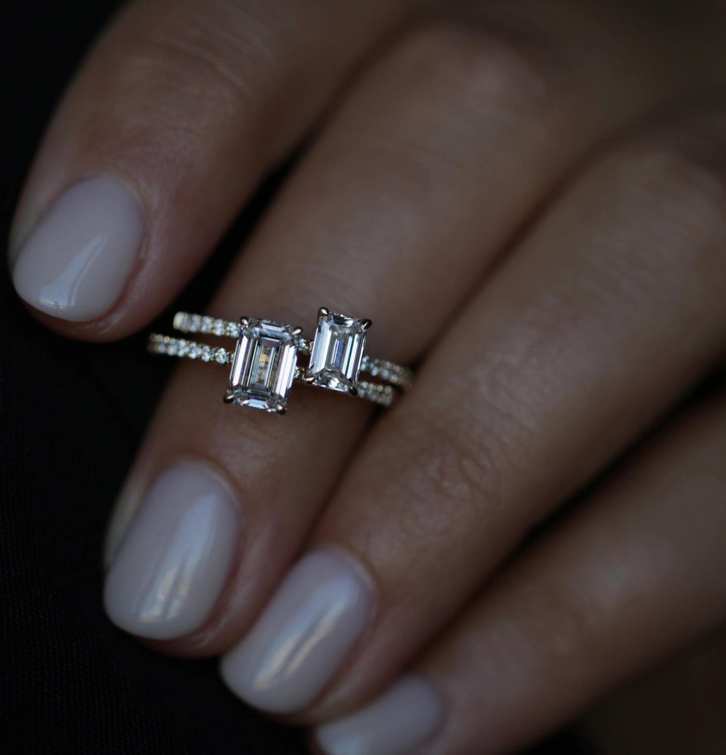 Emerald Cut Pave Lab Grown Diamond Engagement Ring