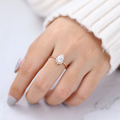 Pear Cluster & Twisted Shank Lab-Grown Diamond Engagement Ring