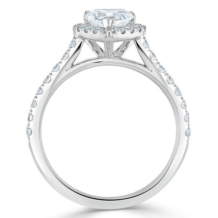 1.0 CT Heart Cut Halo Moissanite Engagement Ring With Pave Setting 3