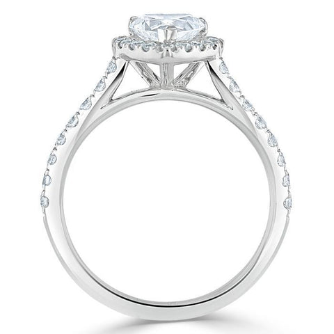 1.0 CT Heart Cut Halo Moissanite Engagement Ring With Pave Setting 3