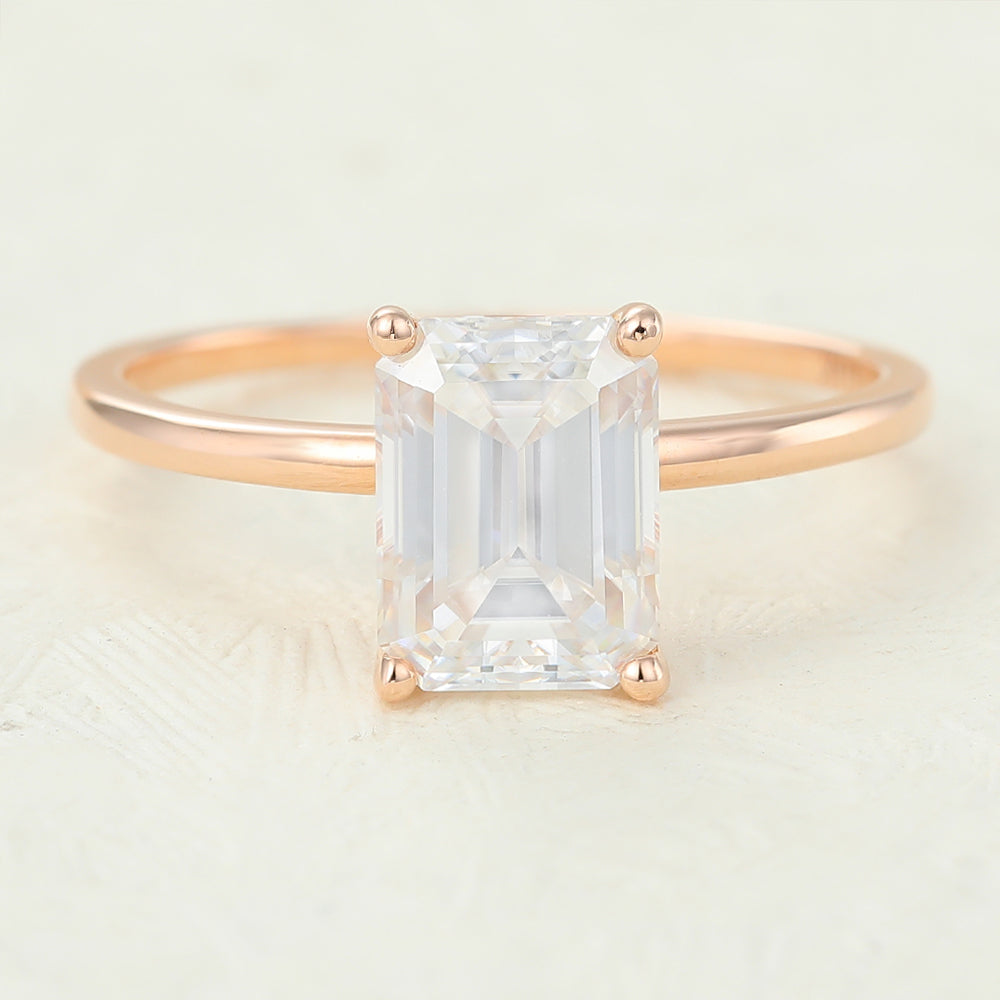 Emerald Solitaire Lab-Grown Diamond Engagement Ring