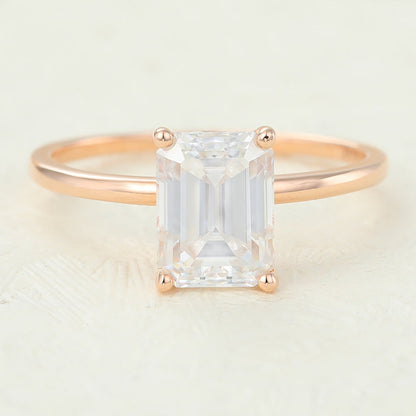 Emerald Solitaire Lab-Grown Diamond Engagement Ring