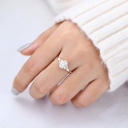 Oval Cluster Twisted Shank Lab-Grown Diamond Engagement Ring