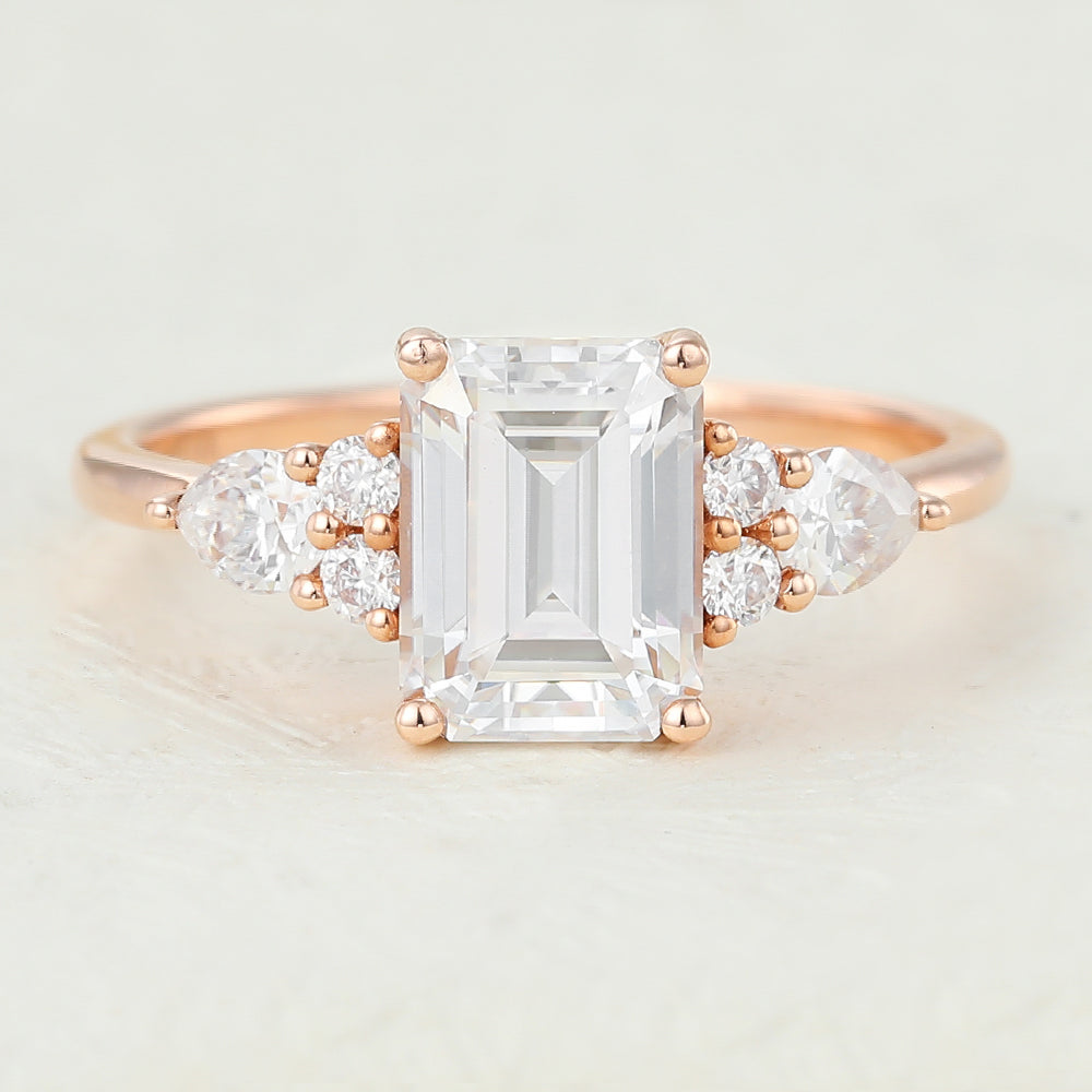 Emerald Cluster Lab-Grown Diamond Engagement Ring
