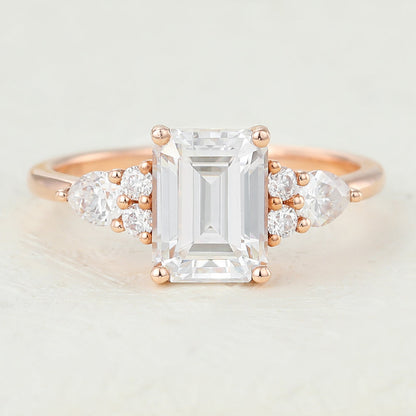 Emerald Cluster Lab-Grown Diamond Engagement Ring