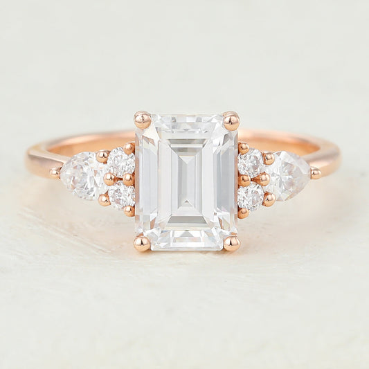 Emerald Cluster Lab-Grown Diamond Engagement Ring