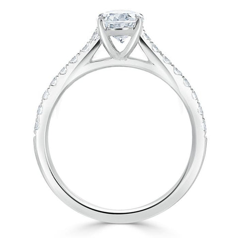 0.94 CT Oval Cut Solitaire Moissanite Engagement Ring With Pave Setting 4