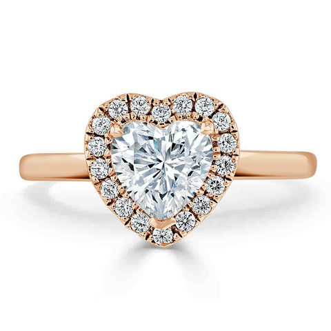 1.0 CT Heart Cut Halo Moissanite Engagement Ring 8