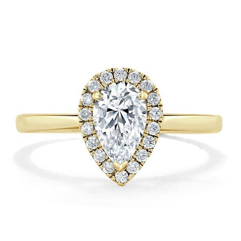 1.0 CT Pear Cut Halo Moissanite Engagement Ring 6