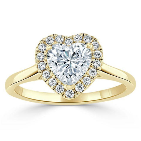 1.0 CT Heart Cut Halo Moissanite Engagement Ring 6