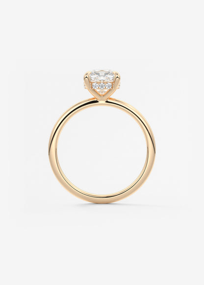 Cushion Hidden Halo Lab Grown Diamond Engagement Ring