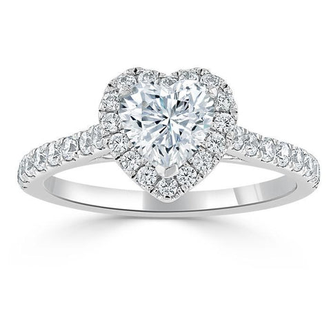 1.0 CT Heart Cut Halo Moissanite Engagement Ring With Pave Setting 2