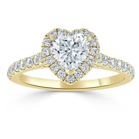 1.0 CT Heart Cut Halo Moissanite Engagement Ring With Pave Setting 4