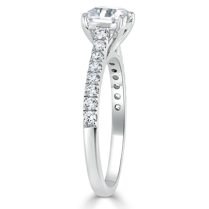 1.0 CT Asscher Cut Solitaire Pave Setting Moissanite Engagement Ring 3