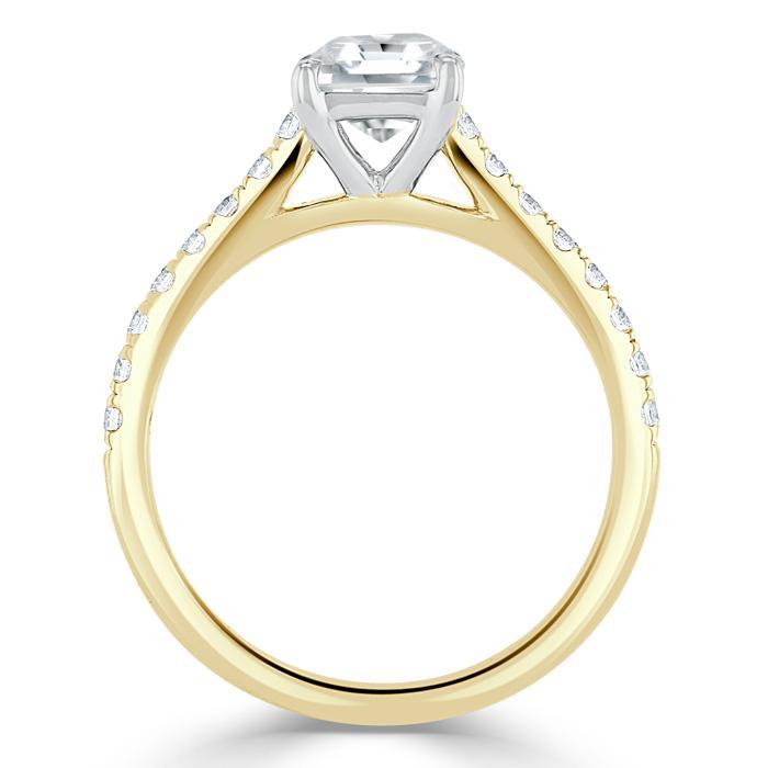 1.0 CT Asscher Cut Solitaire Pave Setting Moissanite Engagement Ring 6