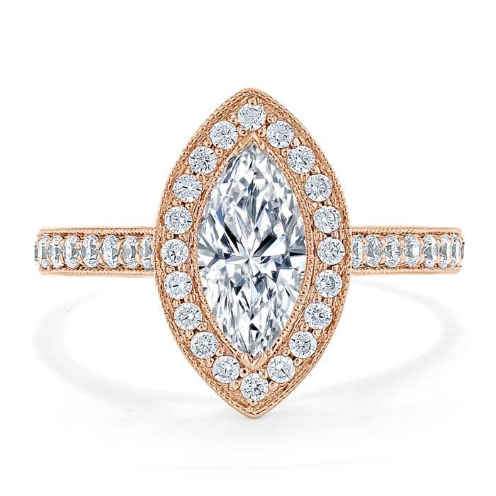 1.0 CT Marquise Cut Halo Moissanite Engagement Ring With Pave Setting 7