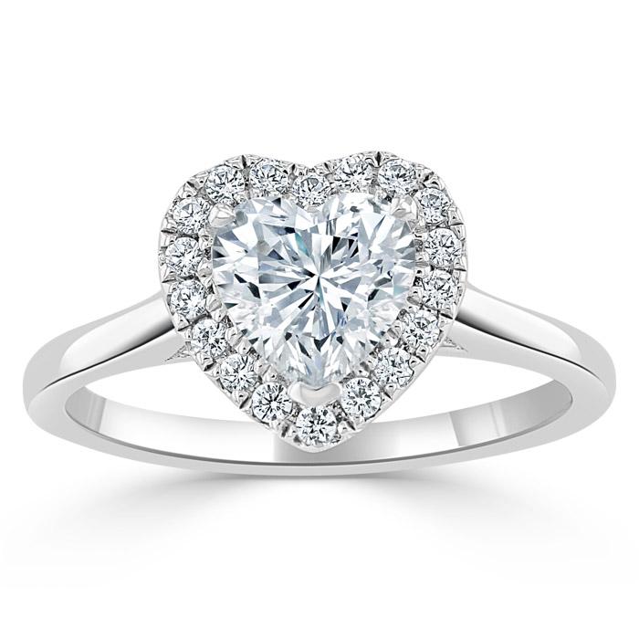 1.0 CT Heart Cut Halo Moissanite Engagement Ring 3