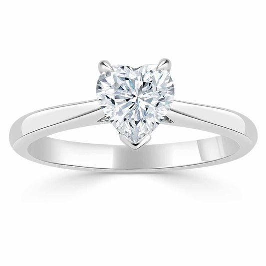 1.0 CT Heart Cut Solitaire Moissanite Engagement Ring 2