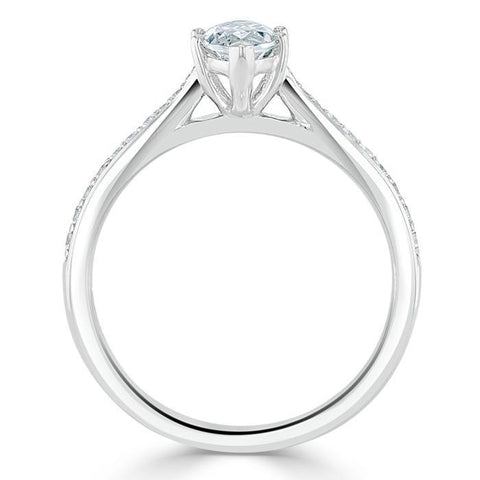 1.0 CT Marquise Cut Solitaire Channel Pave Moissanite Engagement Ring 4