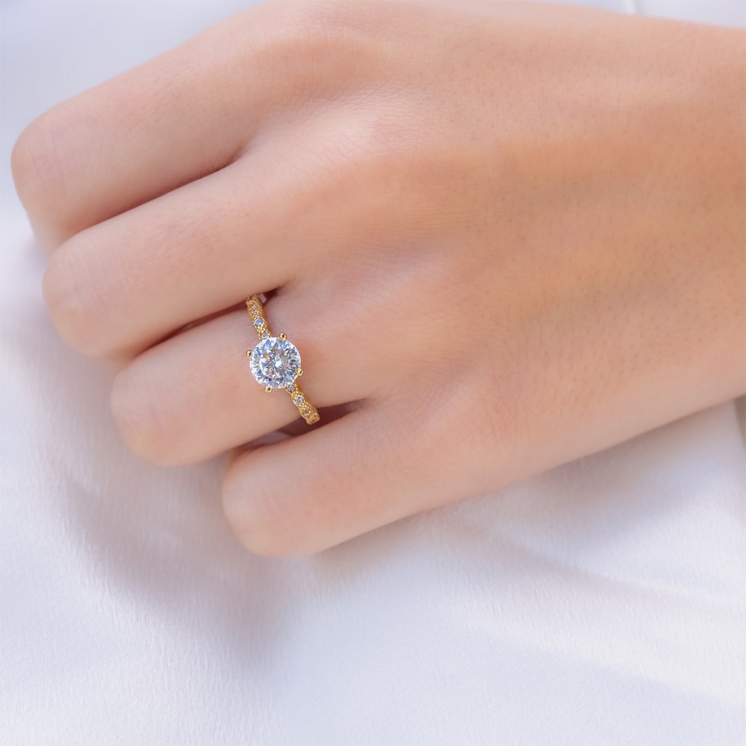 Round Pave Lab Grown Diamond Engagement Ring